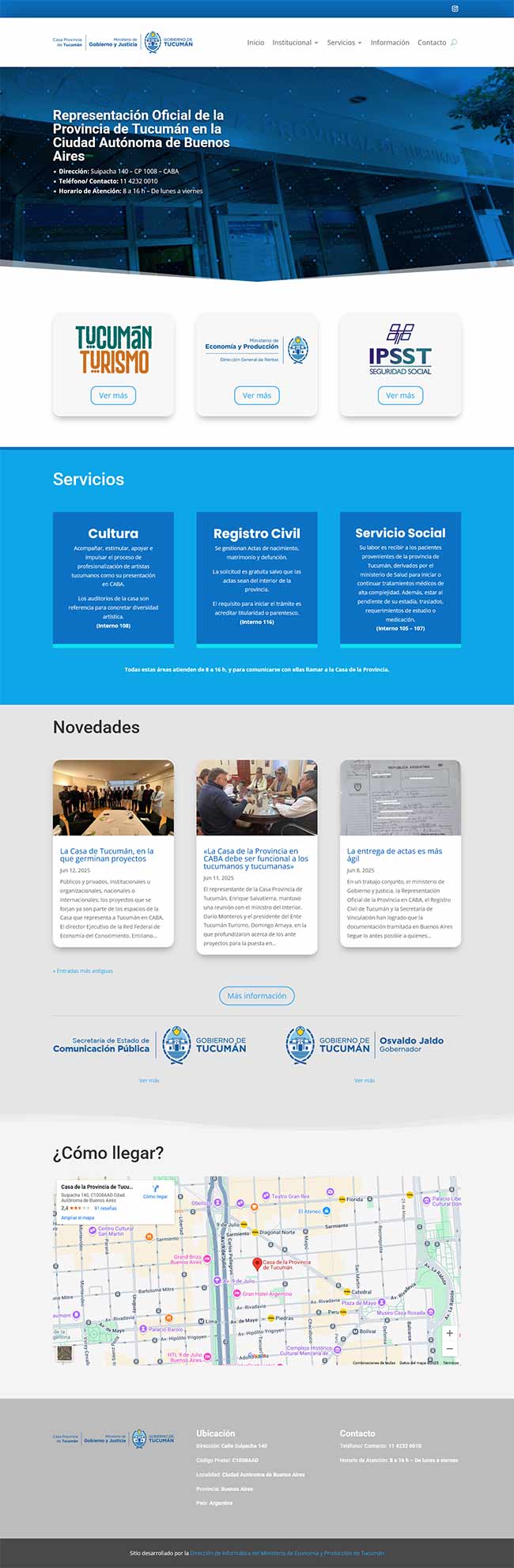Diseño web Casa de Tucumán